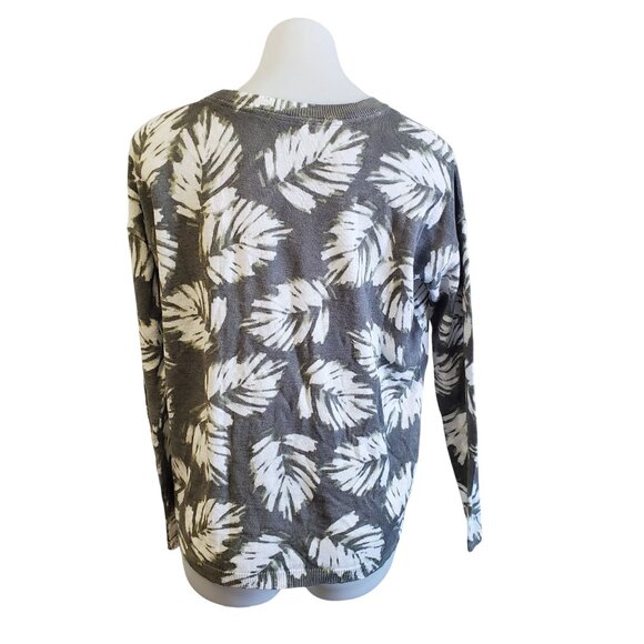 J. Jill Womens Palm Leaf Print Linen Blend Green/White Sweater Small Tall - Picture 4 of 8